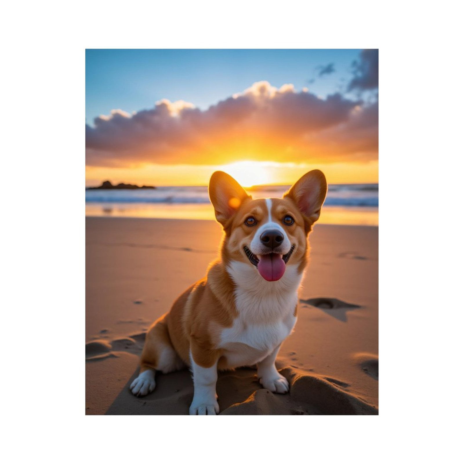 Paint by Numbers Kit for Adults, Corgi Beach Sunset Joy Paint by Numbers, Easy Paint by Numbers Kit for Adults Beginner, DIY Adult Paint by Number Kits on Canvas, Home Decor