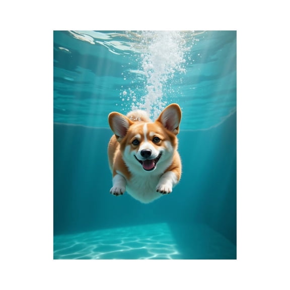 Paint by Numbers Kit for Adults, Corgi Diving Underwater Playful Bubbles Paint by Numbers, Easy Paint by Numbers Kit for Adults Beginner, DIY Adult Paint by Number Kits on Canvas, Home Decor