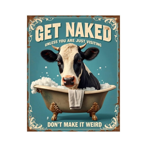 Paint by Numbers Kit for Adults, Cow Bath Vintage Humor Design Paint by Numbers, Easy Paint by Numbers Kit for Adults Beginner, DIY Adult Paint by Number Kits on Canvas, Home Decor 12x16in