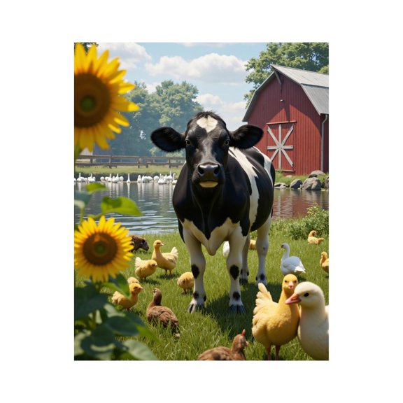 Paint by Numbers Kit for Adults, Cow Farm Pond Sunflowers Ducks Paint by Numbers, Easy Paint by Numbers Kit for Adults Beginner, DIY Adult Paint by Number Kits on Canvas, Home Decor
