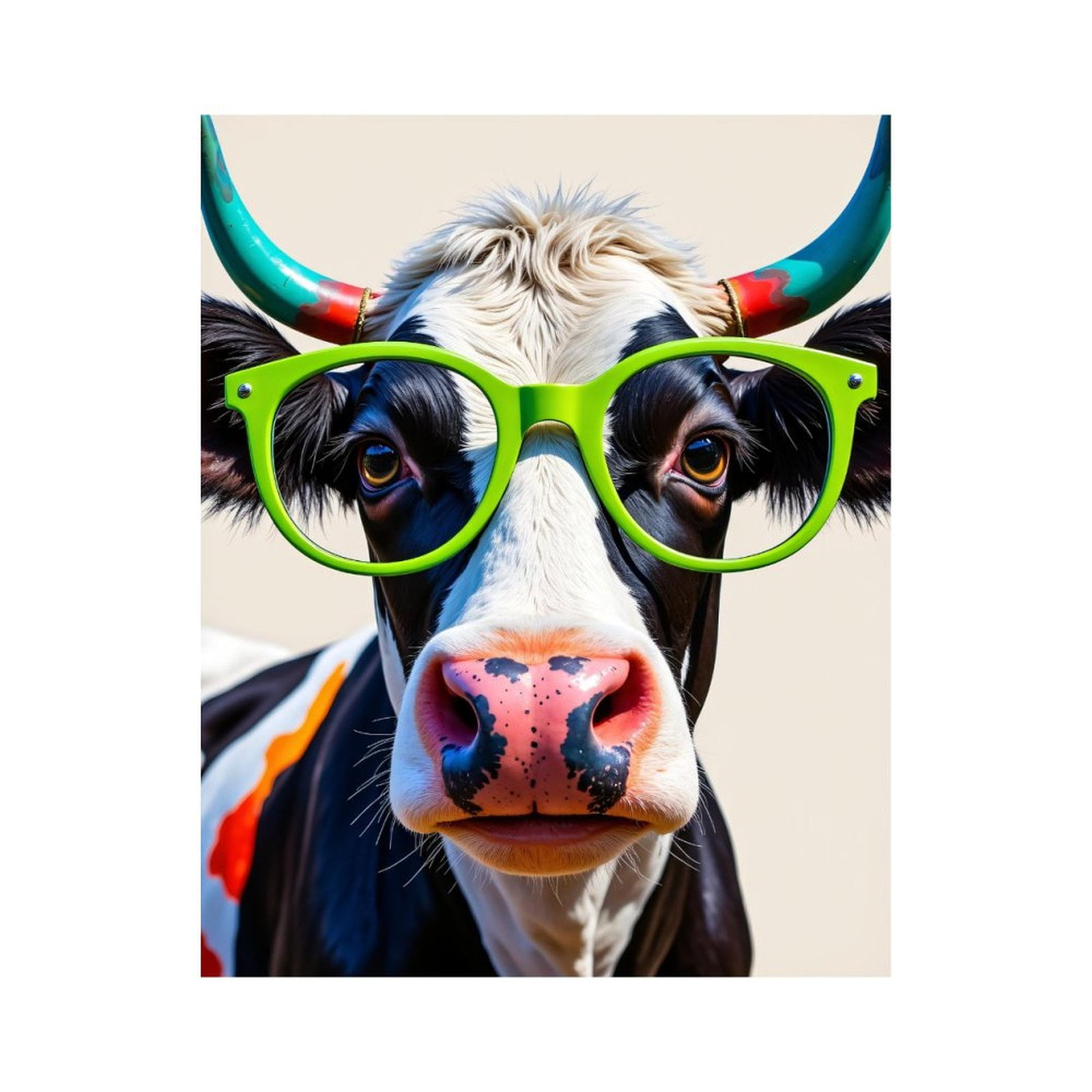 Paint by Numbers Kit for Adults, Cow Glasses Colorful Style Paint by Numbers, Easy Paint by Numbers Kit for Adults Beginner, DIY Adult Paint by Number Kits on Canvas, 12x16in Home Decor