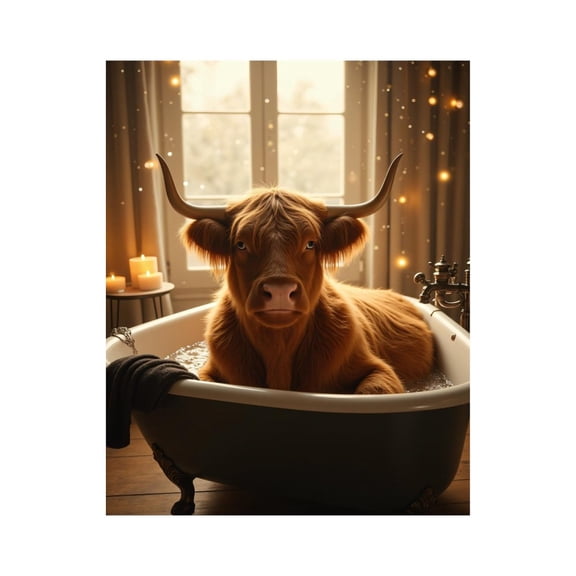 Paint by Numbers Kit for Adults, Cow Relaxing In Bathtub Spa Paint by Numbers, Easy Paint by Numbers Kit for Adults Beginner, DIY Adult Paint by Number Kits on Canvas, Home Decor