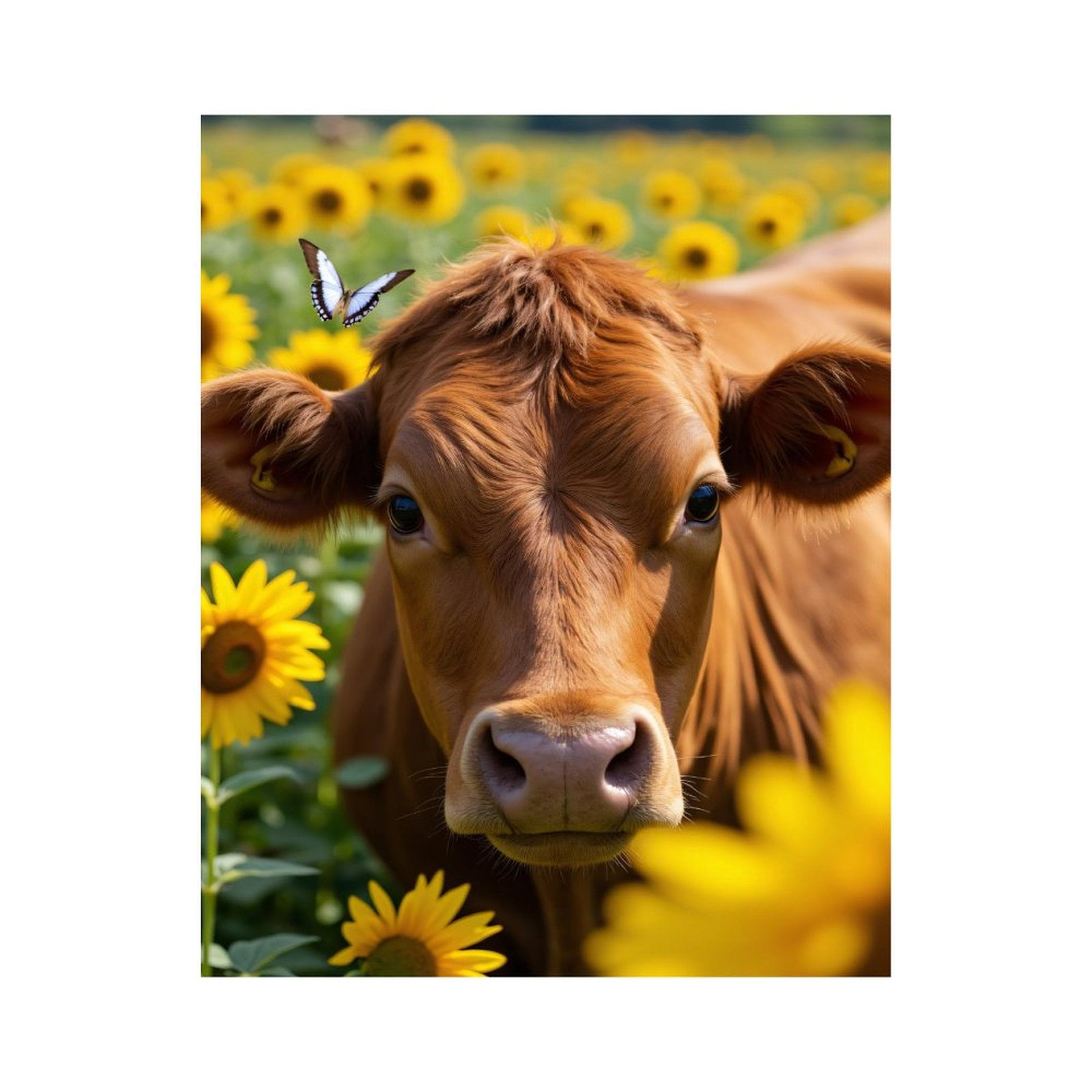 Paint by Numbers Kit for Adults, Cow In Sunflower Field With Butterfly Paint by Numbers, Easy Paint by Numbers Kit for Adults Beginner, DIY Adult Paint by Number Kits on Canvas, Home Decor