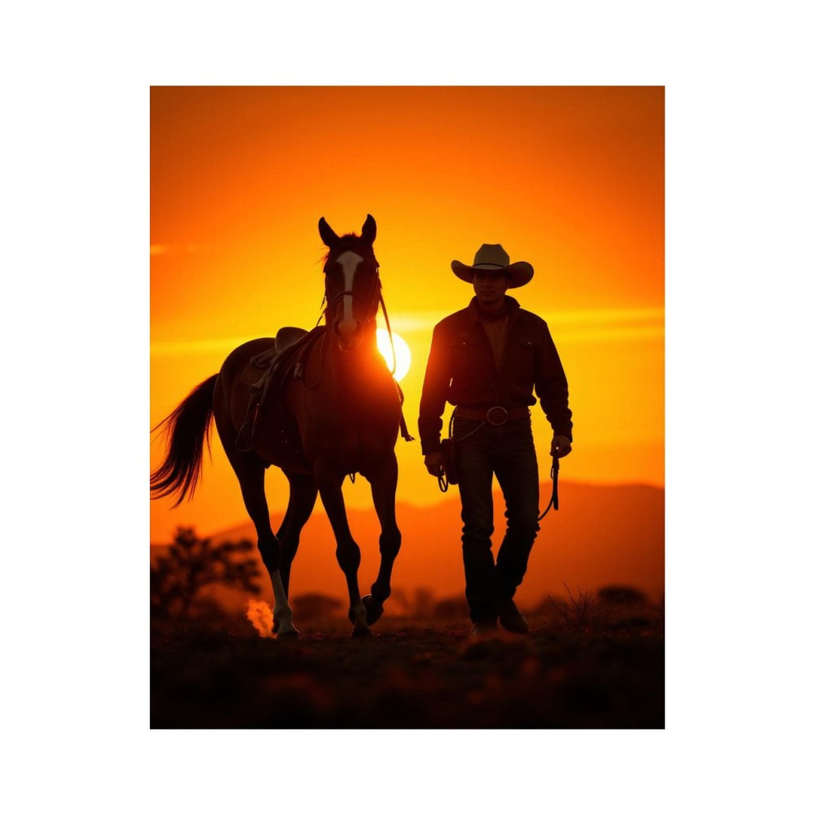 Paint by Numbers Kit for Adults, Cowboy Sunset Silhouette Horseback Paint by Numbers, Easy Paint by Numbers Kit for Adults Beginner, DIY Adult Paint by Number Kits on Canvas, Home Decor