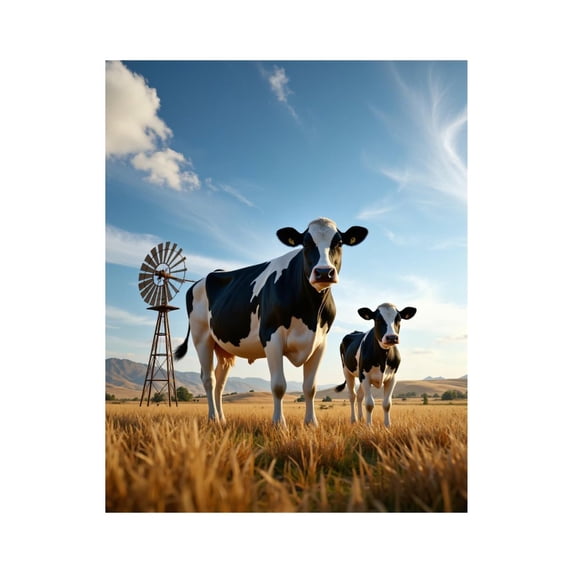 Paint by Numbers Kit for Adults, Cows Windmill Blue Sky Pasture Paint by Numbers, Easy Paint by Numbers Kit for Adults Beginner, DIY Adult Paint by Number Kits on Canvas, 12x16in Home Decor