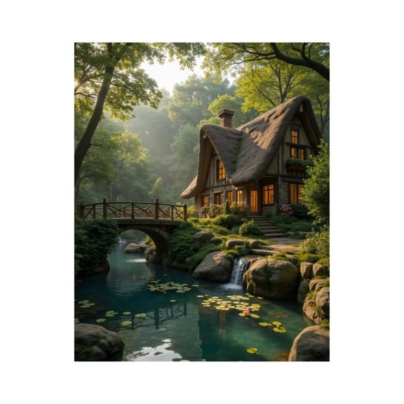 Paint by Numbers Kit for Adults, Cozy Cottage By Tranquil Stream Paint by Numbers, Easy Paint by Numbers Kit for Adults Beginner, DIY Adult Paint by Number Kits on Canvas, Home Decor