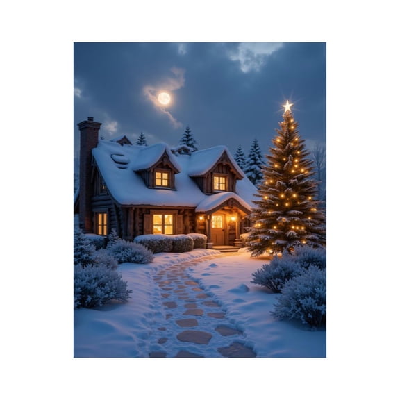 Paint by Numbers Kit for Adults, Cozy Winter Cabin Under Moonlight Paint by Numbers, Easy Paint by Numbers Kit for Adults Beginner, DIY Adult Paint by Number Kits on Canvas, 12x16in Home Decor
