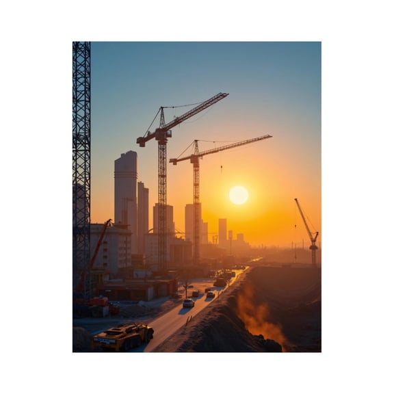 Paint by Numbers Kit for Adults, Crane City Sunset Construction Scene Paint by Numbers, Easy Paint by Numbers Kit for Adults Beginner, DIY Adult Paint by Number Kits on Canvas, Home Decor
