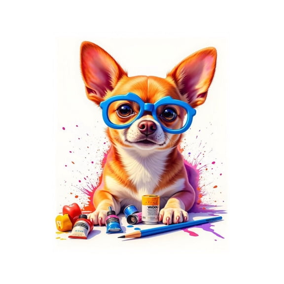 Paint by Numbers Kit for Adults, Cute Chihuahua Artist Paint Splatter Paint by Numbers, Easy Paint by Numbers Kit for Adults Beginner, DIY Adult Paint by Number Kits on Canvas, Home Decor