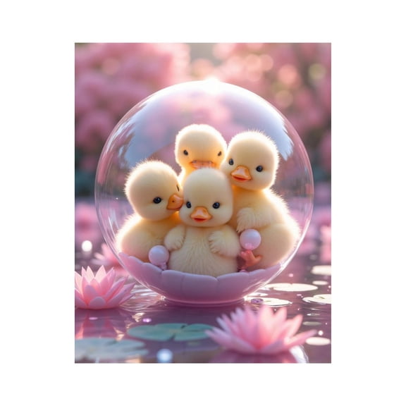 Paint by Numbers Kit for Adults, Cute Ducklings Bubble Blossom Scene Paint by Numbers, Easy Paint by Numbers Kit for Adults Beginner, DIY Adult Paint by Number Kits on Canvas, Home Decor