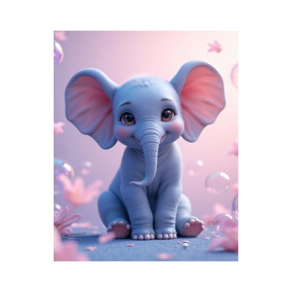 Paint by Numbers Kit for Adults, Cute Elephant Bubbles Blossom Paint by Numbers, Easy Paint by Numbers Kit for Adults Beginner, DIY Adult Paint by Number Kits on Canvas, 12x16in Home Decor