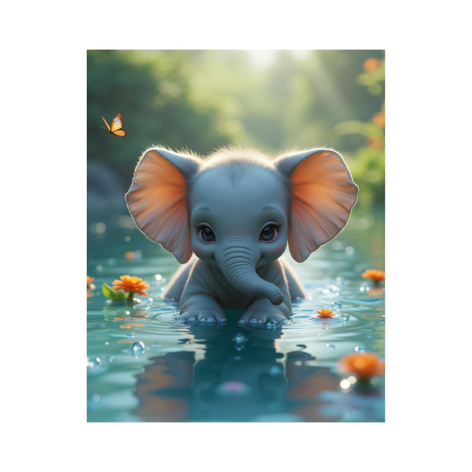 Paint by Numbers Kit for Adults, Cute Elephant In Water Scene Paint by Numbers, Easy Paint by Numbers Kit for Adults Beginner, DIY Adult Paint by Number Kits on Canvas, Home Decor