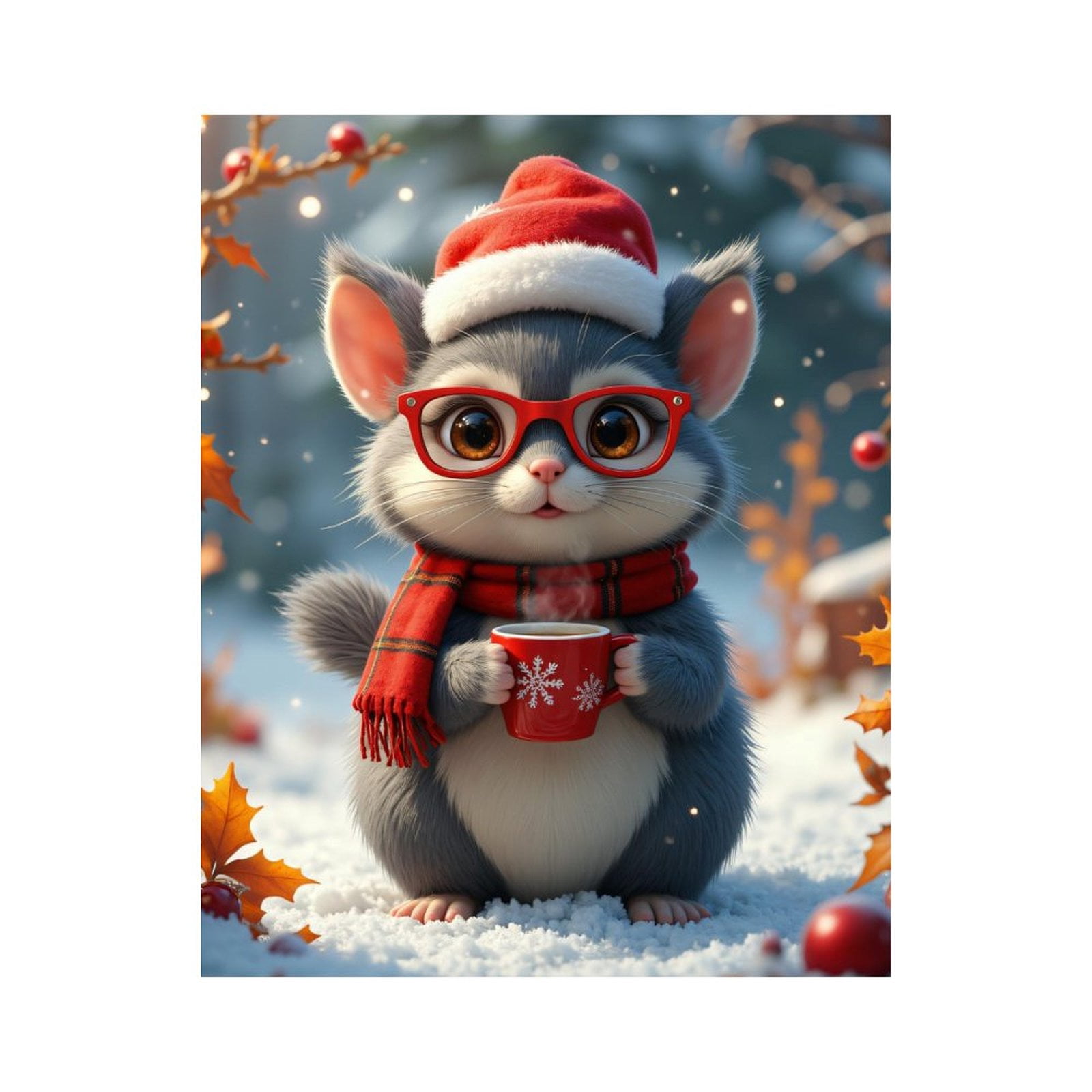Paint by Numbers Kit for Adults, Cute Festive Winter Critter Cozy Cup Paint by Numbers, Easy Paint by Numbers Kit for Adults Beginner, DIY Adult Paint by Number Kits on Canvas, Home Decor