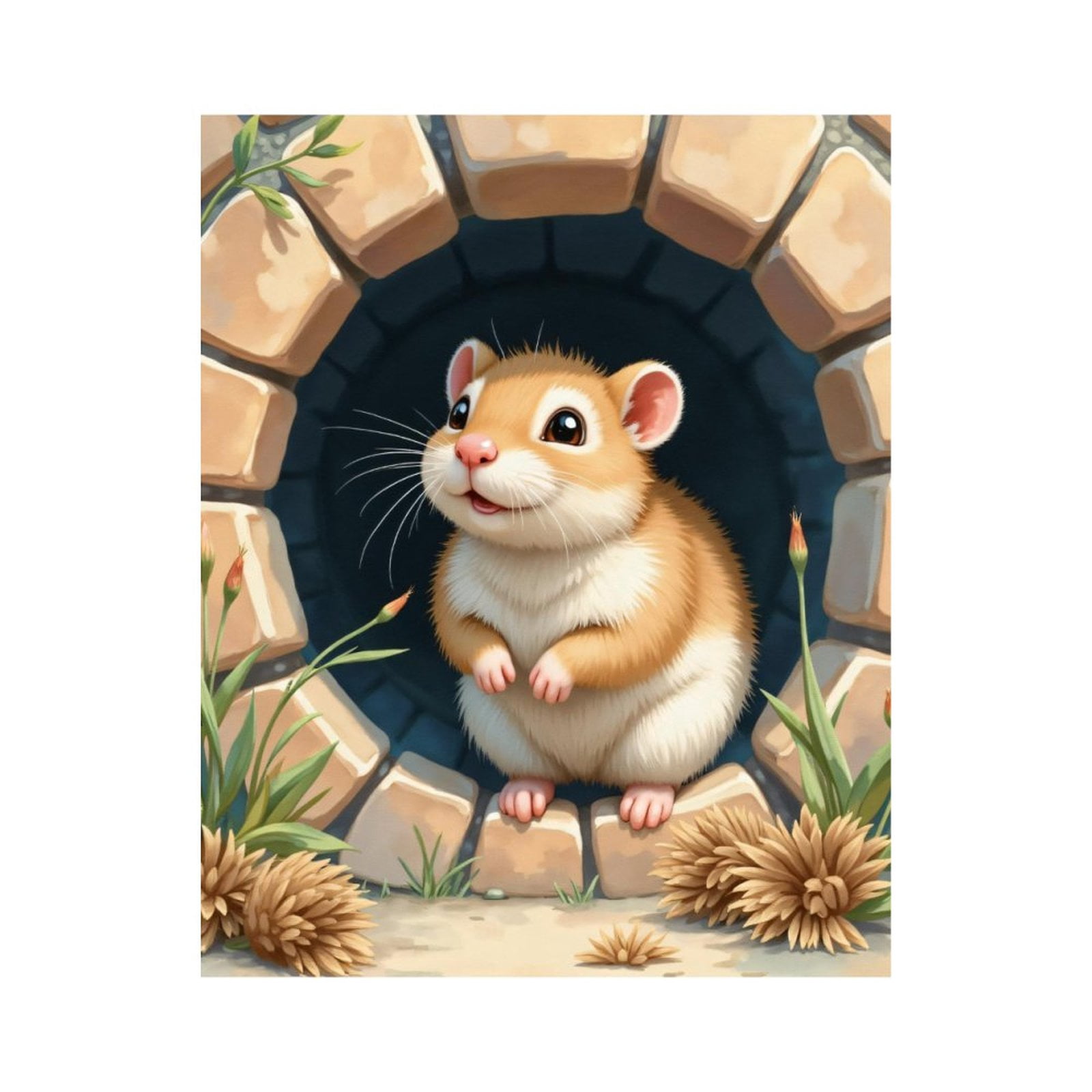 Paint by Numbers Kit for Adults, Cute Hamster In Stone Tunnel Paint by ...