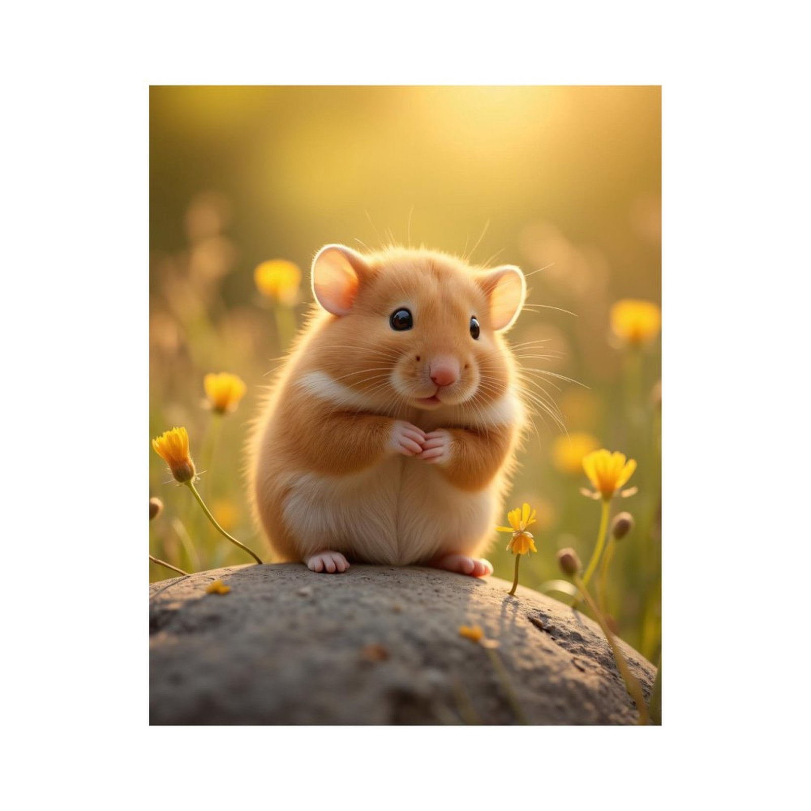 Paint by Numbers Kit for Adults, Cute Hamster With Yellow Flowers Paint by Numbers, Easy Paint by Numbers Kit for Adults Beginner, DIY Adult Paint by Number Kits on Canvas, Home Decor
