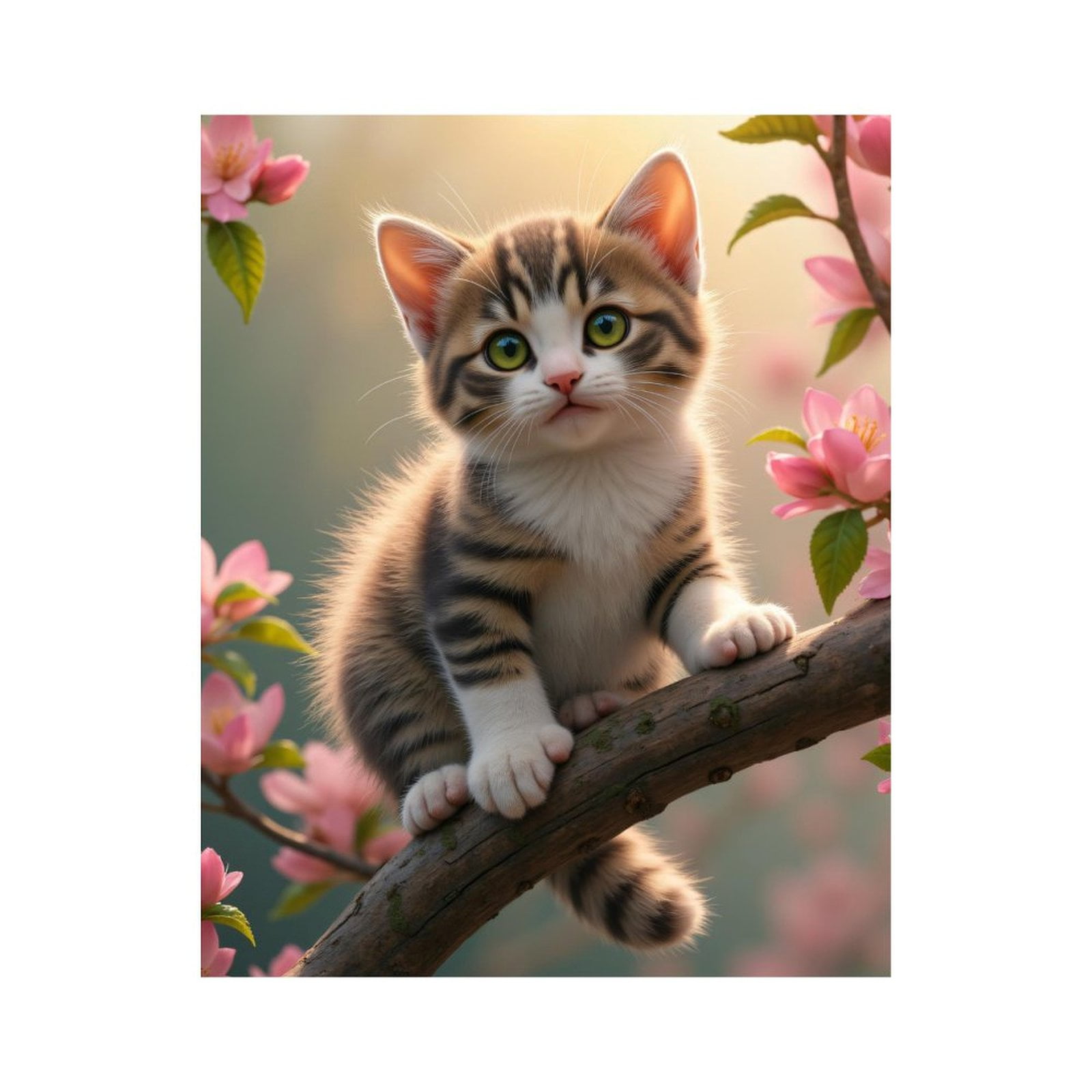Paint by Numbers Kit for Adults, Cute Kitten Blossom Branch Springtime ...