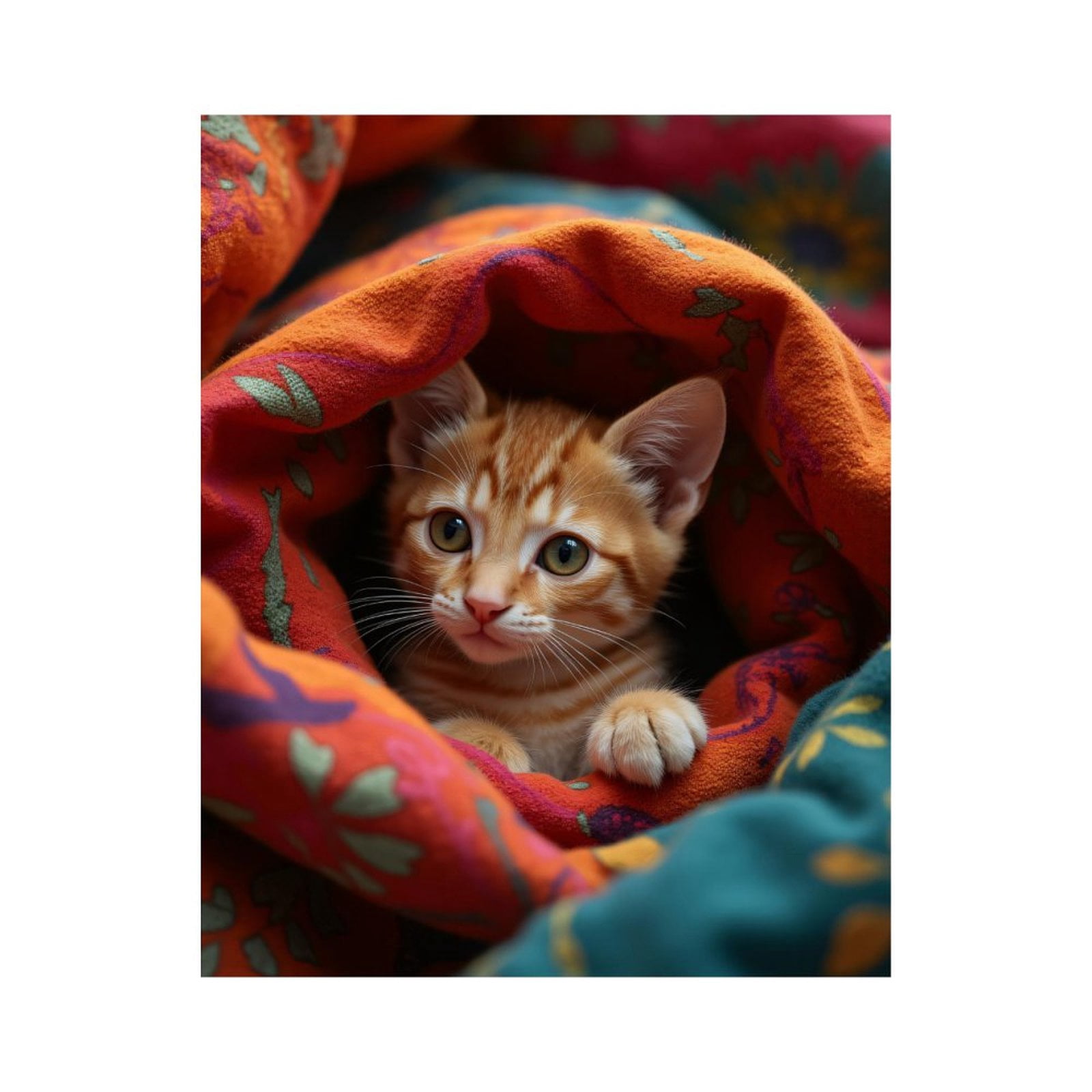 Paint by Numbers Kit for Adults, Cute Kitten Nestled Colorful Blanket ...
