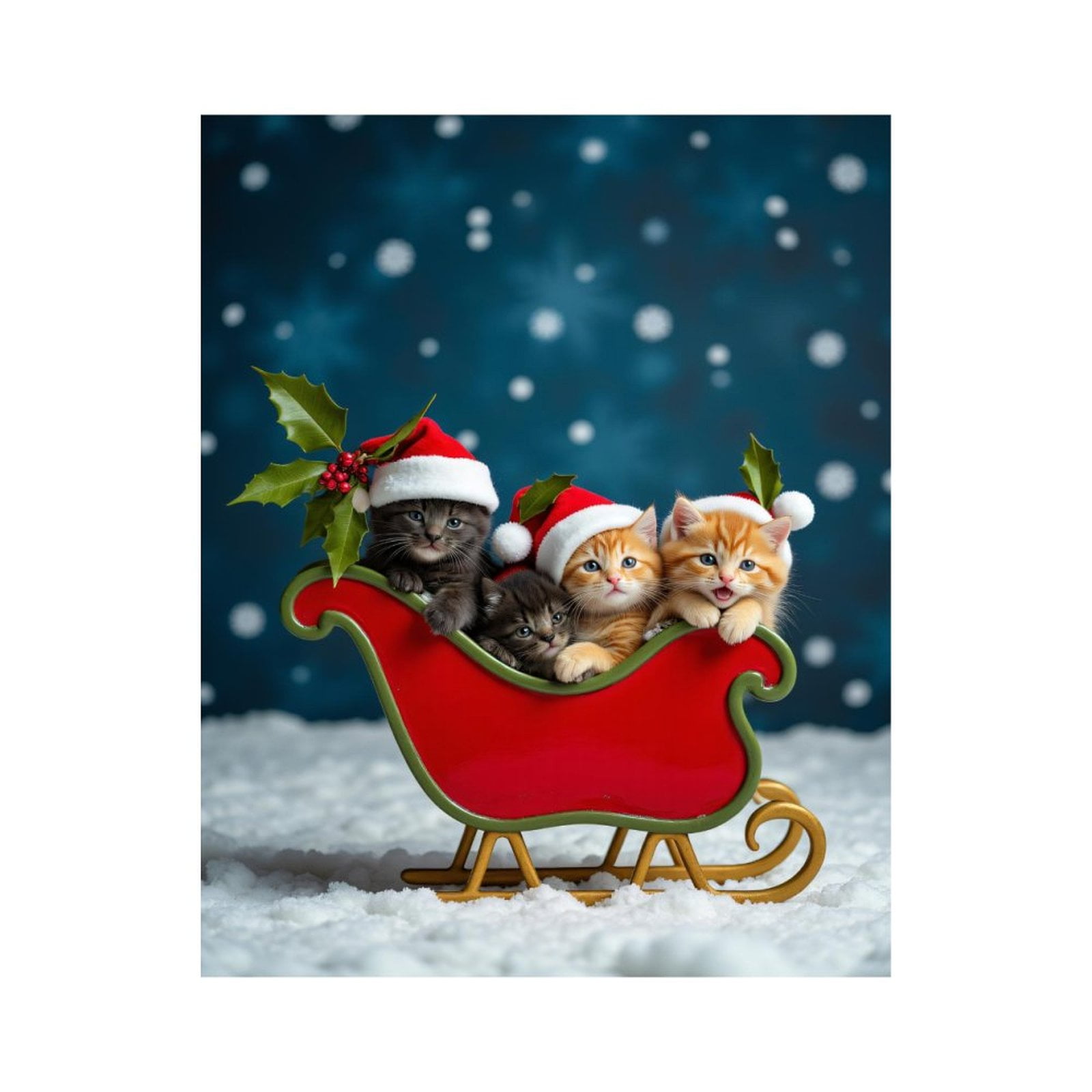 Paint by Numbers Kit for Adults, Cute Kittens In Christmas Sleigh Paint by Numbers, Easy Paint by Numbers Kit for Adults Beginner, DIY Adult Paint by Number Kits on Canvas, Home Decor