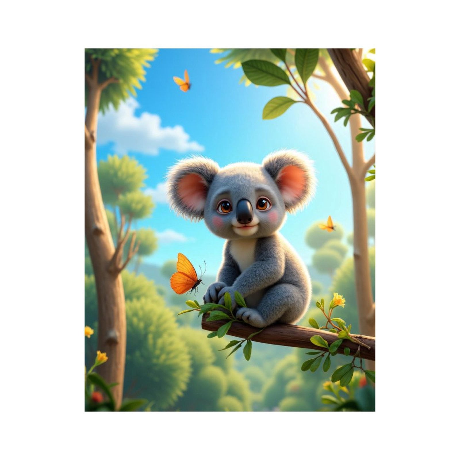 Paint by Numbers Kit for Adults, Cute Koala Butterfly Forest Scene Paint by Numbers, Easy Paint by Numbers Kit for Adults Beginner, DIY Adult Paint by Number Kits on Canvas, Home Decor