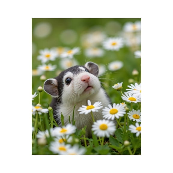 Paint by Numbers Kit for Adults, Cute Mouse Among Daisies Paint by Numbers, Easy Paint by Numbers Kit for Adults Beginner, DIY Adult Paint by Number Kits on Canvas, Home Decor 12x16in