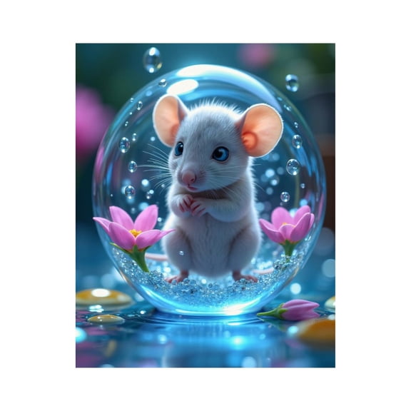Paint by Numbers Kit for Adults, Cute Mouse Bubble Flowers Scene Paint by Numbers, Easy Paint by Numbers Kit for Adults Beginner, DIY Adult Paint by Number Kits on Canvas, Home Decor