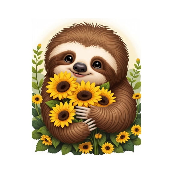 Paint by Numbers Kit for Adults, Cute Sloth With Sunflowers Paint by Numbers, Easy Paint by Numbers Kit for Adults Beginner, DIY Adult Paint by Number Kits on Canvas, 12x16in Home Decor