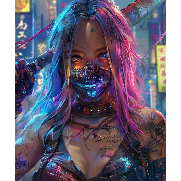 Paint by Numbers Kit for Adults -Cyber Girl - Beginner DIY Color by Number Set on Canvas Acrylic Oil Paintings Crafts, Gifts, Home Wall Decor (12 X 16 inches)-