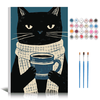 Paint by Numbers Kit for Adults - DIY Framed Canvas Funny Cat Oil Paintings Abstract Animal Boho Art Painting Kits for Beginners Family Friends Holiday Craft Artwork Home Wall Decor