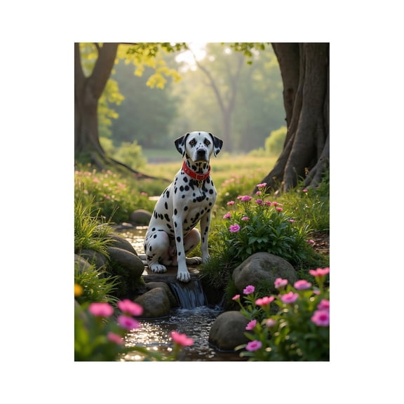 Paint by Numbers Kit for Adults, Dalmatian Creek Flowers Morning Scene Paint by Numbers, Easy Paint by Numbers Kit for Adults Beginner, DIY Adult Paint by Number Kits on Canvas, Home Decor
