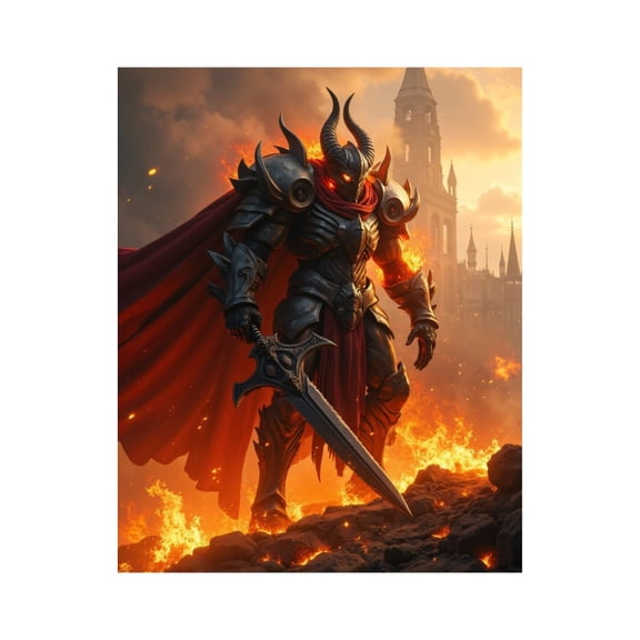 Paint by Numbers Kit for Adults, Dark Warrior Fiery Fortress Scene Paint by Numbers, Easy Paint by Numbers Kit for Adults Beginner, DIY Adult Paint by Number Kits on Canvas, Home Decor