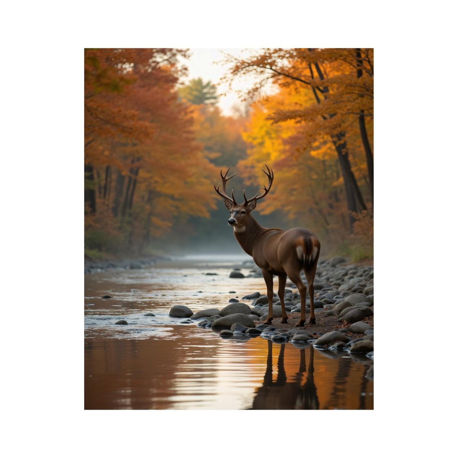 Paint by Numbers Kit for Adults, Deer Autumn Forest Stream Beauty Paint by Numbers, Easy Paint by Numbers Kit for Adults Beginner, DIY Adult Paint by Number Kits on Canvas, Home Decor