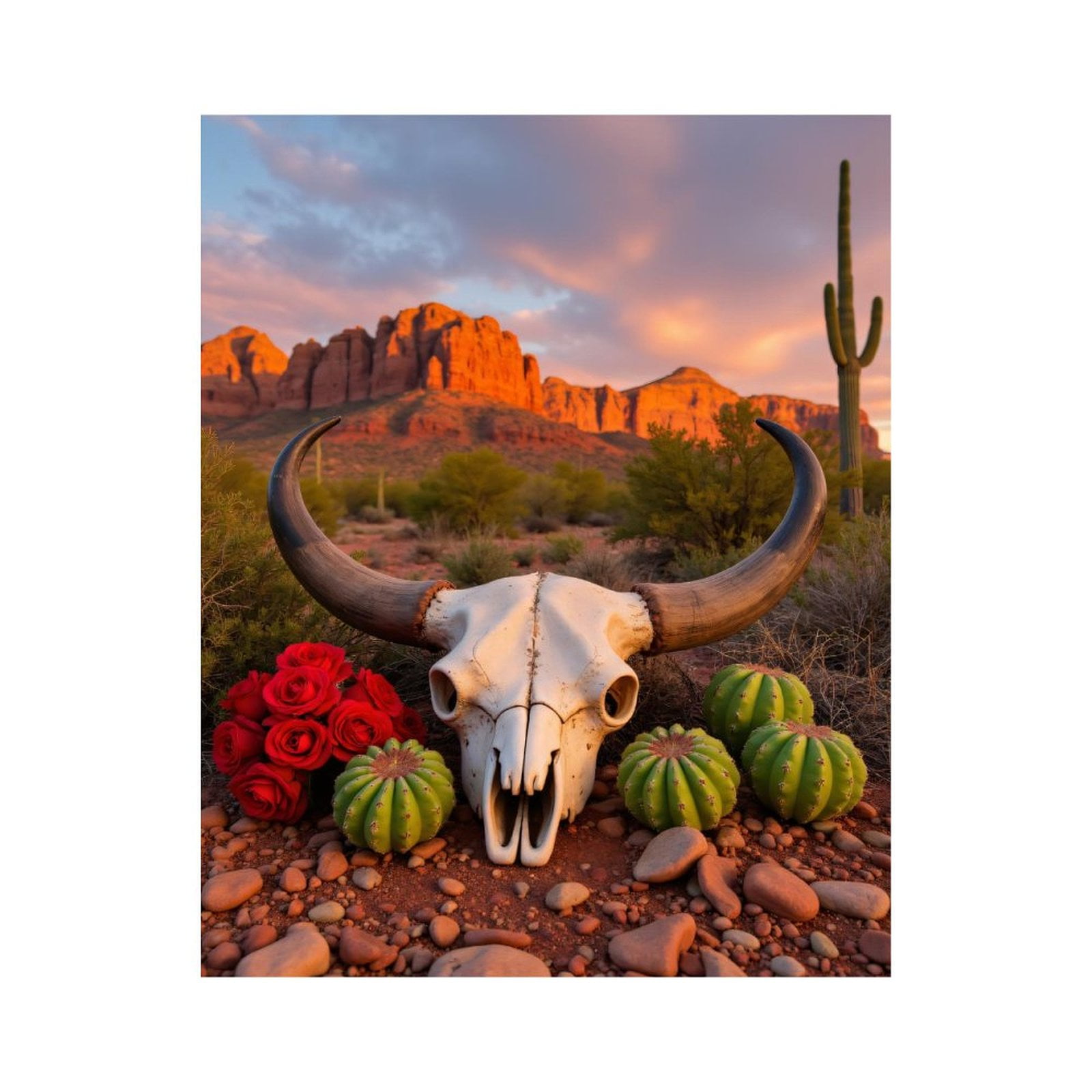 Paint by Numbers Kit for Adults, Desert Skull Cactus Sunset Scene Paint by Numbers, Easy Paint by Numbers Kit for Adults Beginner, DIY Adult Paint by Number Kits on Canvas, Home Decor
