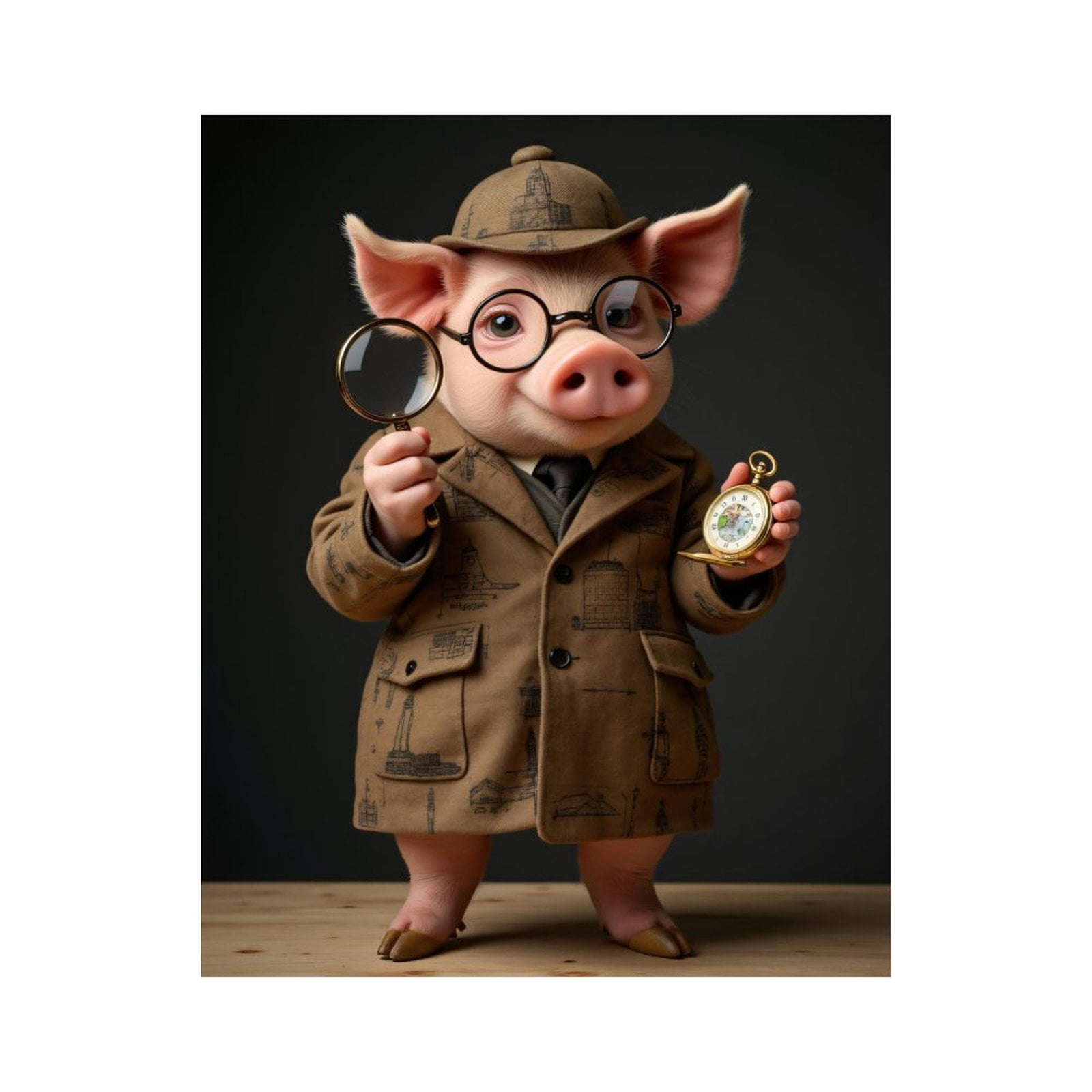 Paint by Numbers Kit for Adults, Detective Pig With Magnifying Glass ...