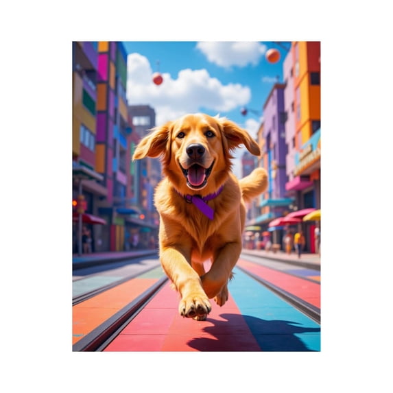 Paint by Numbers Kit for Adults, Dog Colorful Urban Street Joyful Run Paint by Numbers, Easy Paint by Numbers Kit for Adults Beginner, DIY Adult Paint by Number Kits on Canvas, Home Decor