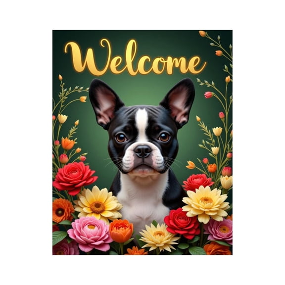 Paint by Numbers Kit for Adults, Dog Floral Welcome Sign Paint by Numbers, Easy Paint by Numbers Kit for Adults Beginner, DIY Adult Paint by Number Kits on Canvas, Home Decor