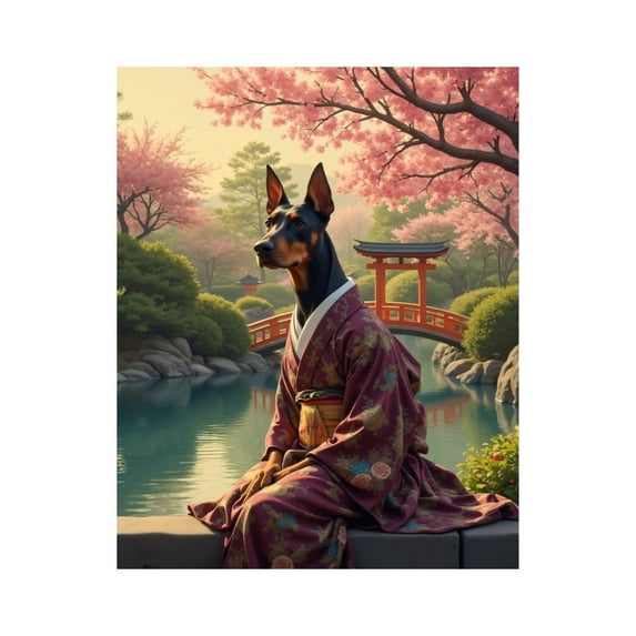 Paint by Numbers Kit for Adults, Dog In Kimono By Serene Lake Paint by Numbers, Easy Paint by Numbers Kit for Adults Beginner, DIY Adult Paint by Number Kits on Canvas, Home Decor 12x16in