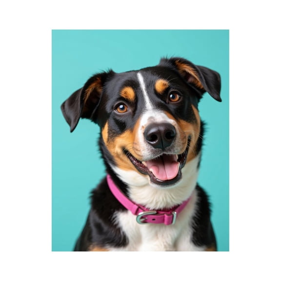 Paint by Numbers Kit for Adults, Dog With Pink Collar Smiling Background Paint by Numbers, Easy Paint by Numbers Kit for Adults Beginner, DIY Adult Paint by Number Kits on Canvas, 12x16in Home Decor