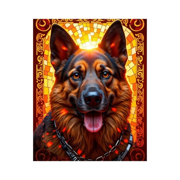 Paint by Numbers Kit for Adults, Dog Portrait Stained Glass Art Paint by Numbers, Easy Paint by Numbers Kit for Adults Beginner, DIY Adult Paint by Number Kits on Canvas, Home Decor
