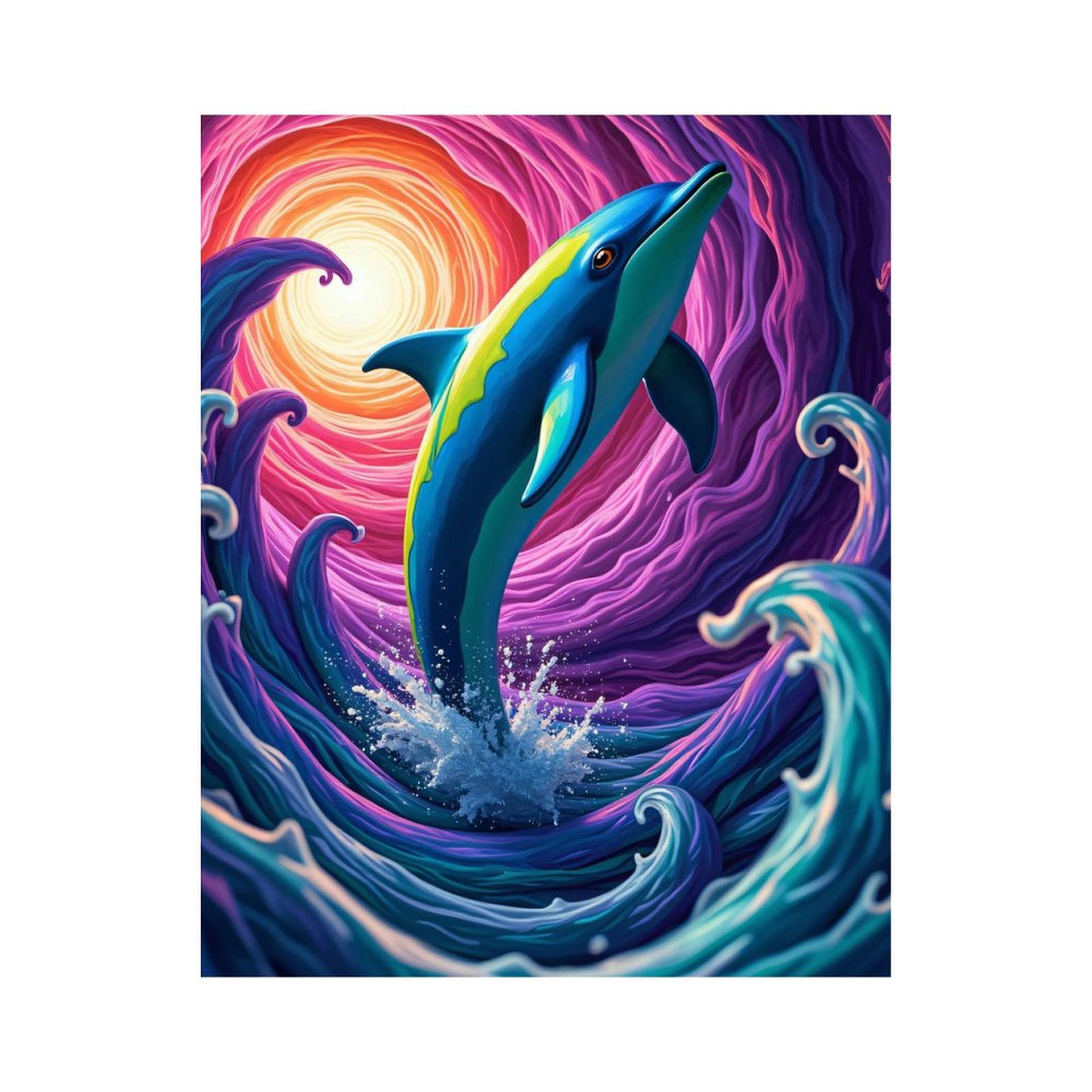 Dolphin Paint By Numbers Kit For Kids - Framed 10x10 Inch DIY Art, Acrylic Paints & Brushes Included