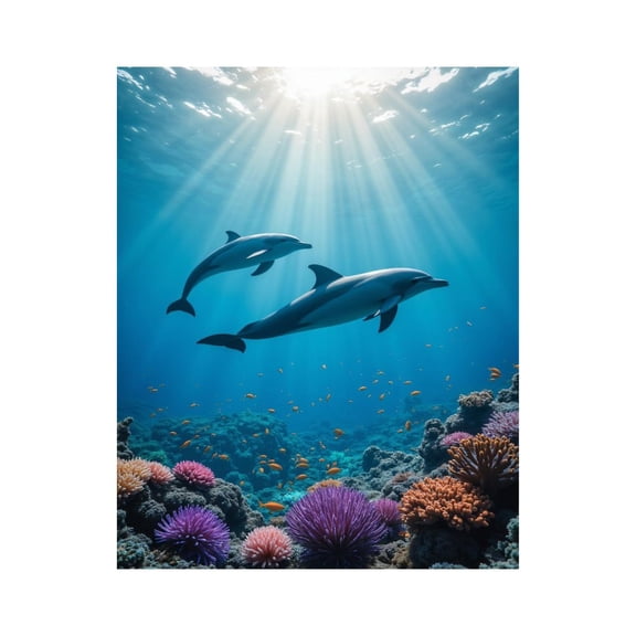 Paint by Numbers Kit for Adults, Dolphins Coral Reef Ocean Sunlight Paint by Numbers, Easy Paint by Numbers Kit for Adults Beginner, DIY Adult Paint by Number Kits on Canvas, 12x16in Home Decor