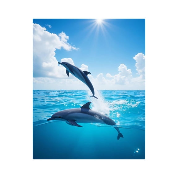 Paint by Numbers Kit for Adults, Dolphins Jumping Against Blue Sky Paint by Numbers, Easy Paint by Numbers Kit for Adults Beginner, DIY Adult Paint by Number Kits on Canvas, Home Decor