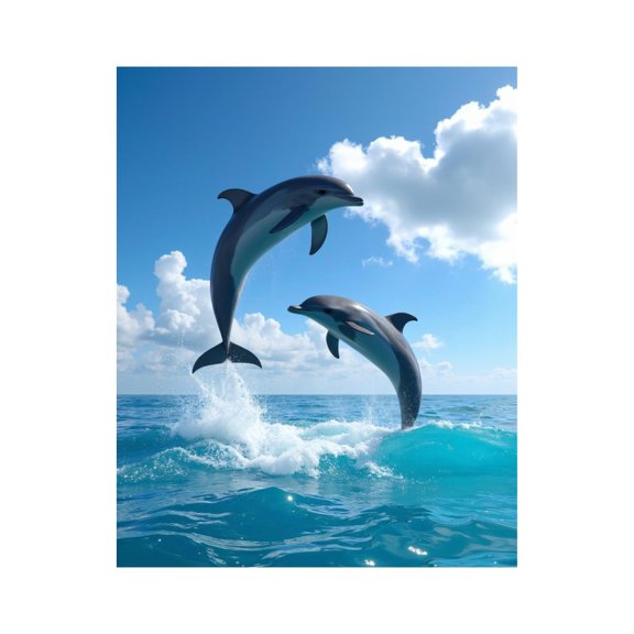 Paint by Numbers Kit for Adults, Dolphins Jumping Ocean Waves Paint by Numbers, Easy Paint by Numbers Kit for Adults Beginner, DIY Adult Paint by Number Kits on Canvas, Home Decor