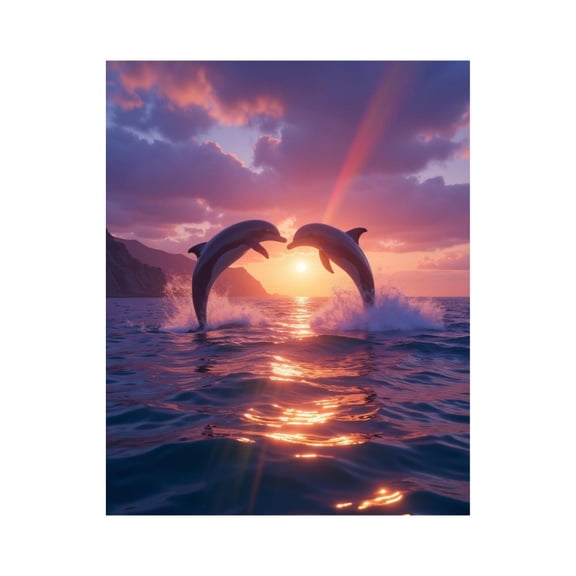 Paint by Numbers Kit for Adults, Dolphins Leaping Ocean Sunset Paint by Numbers, Easy Paint by Numbers Kit for Adults Beginner, DIY Adult Paint by Number Kits on Canvas, 12x16in Home Decor