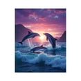 thumbnail image 1 of Paint by Numbers Kit for Adults, Dolphins Sunset Ocean Waves Serenity Paint by Numbers, Easy Paint by Numbers Kit for Adults Beginner, DIY Adult Paint by Number Kits on Canvas, 12x16in Home Decor, 1 of 7