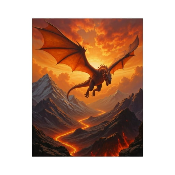 Paint by Numbers Kit for Adults, Dragon Soaring Fiery Landscape Paint by Numbers, Easy Paint by Numbers Kit for Adults Beginner, DIY Adult Paint by Number Kits on Canvas, Home Decor