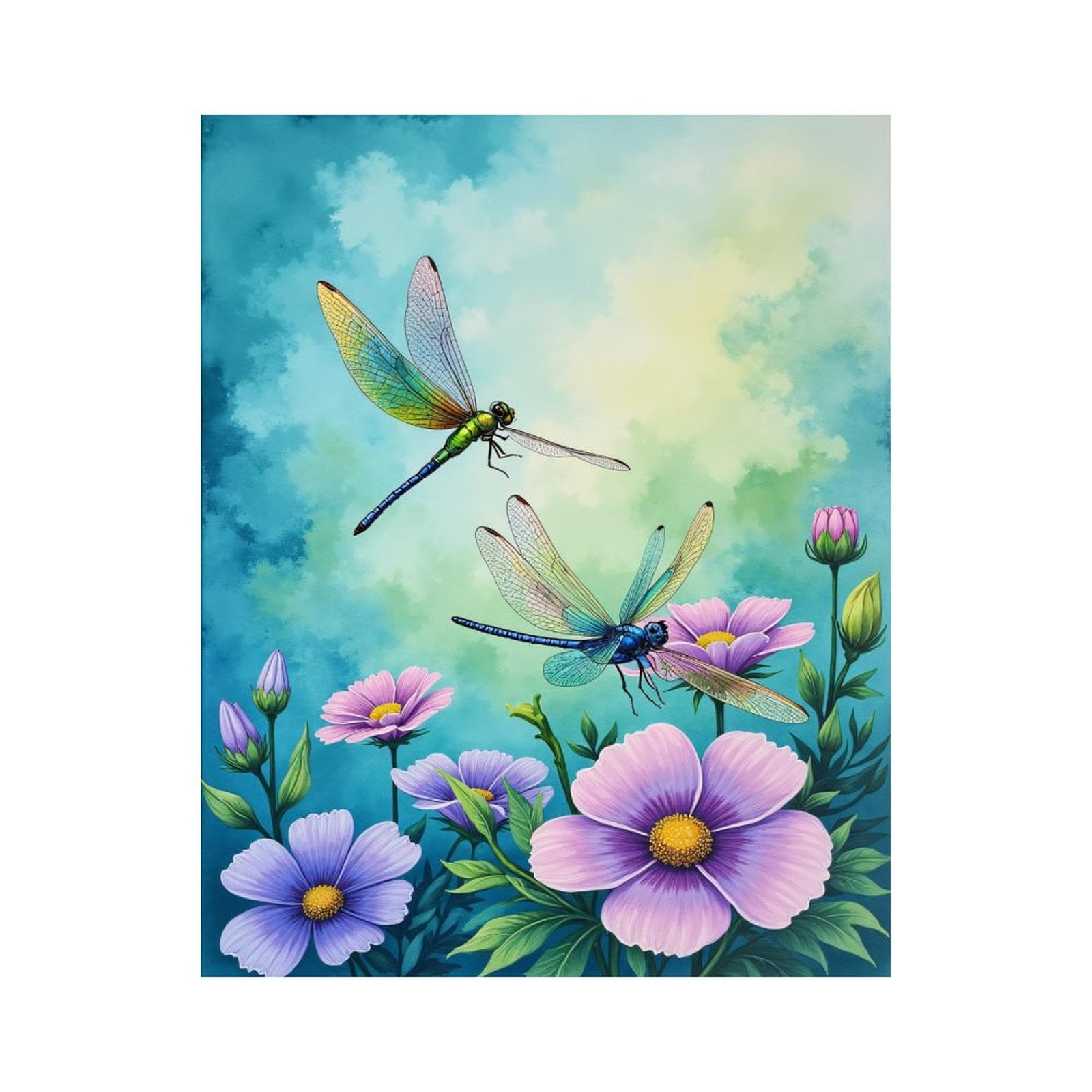 Paint by Numbers Kit for Adults, Dragonflies Among Purple Blossoms Paint by Numbers, Easy Paint by Numbers Kit for Adults Beginner, DIY Adult Paint by Number Kits on Canvas, Home Decor