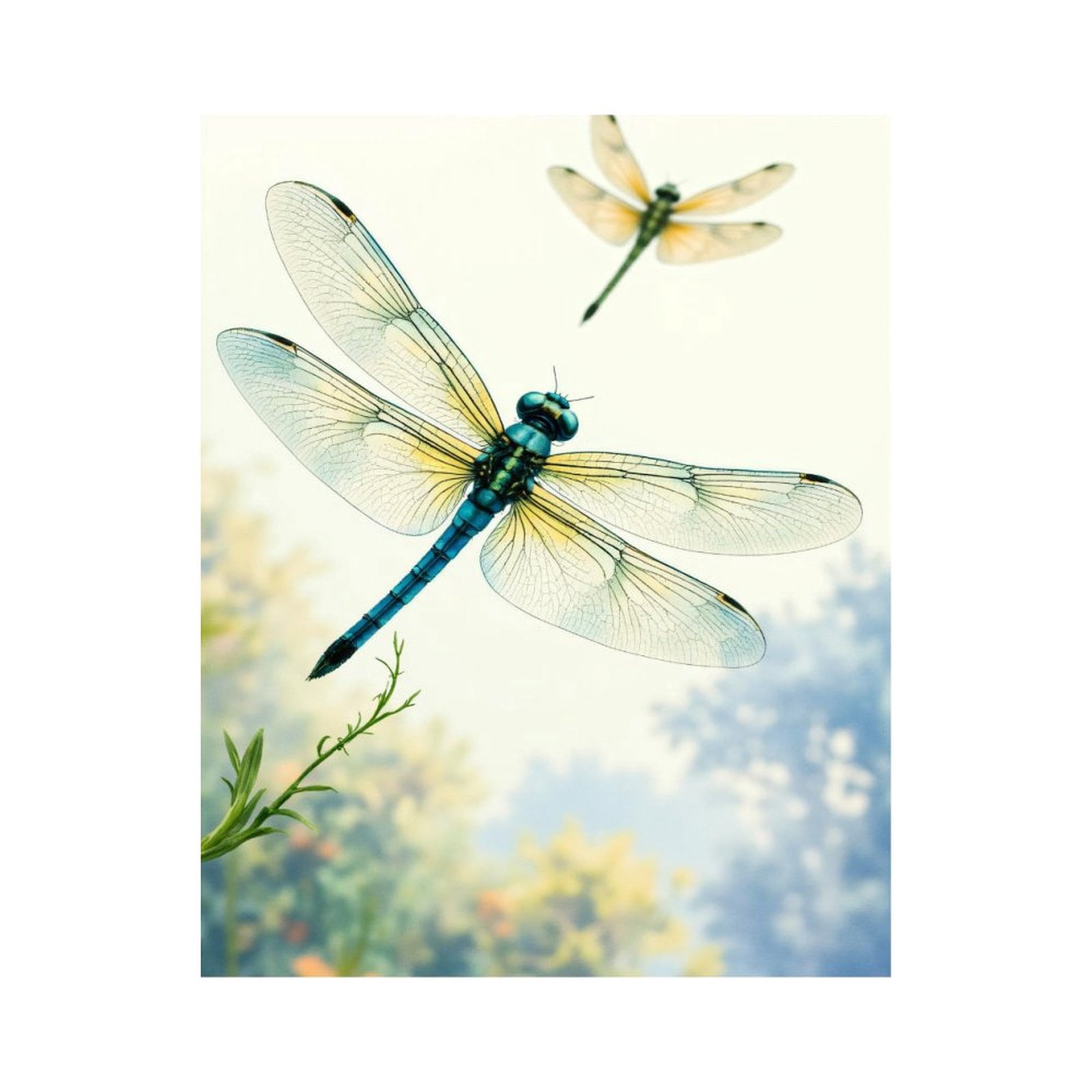 Paint by Numbers Kit for Adults, Dragonfly Blue Summer Scene Paint by Numbers, Easy Paint by Numbers Kit for Adults Beginner, DIY Adult Paint by Number Kits on Canvas, Home Decor