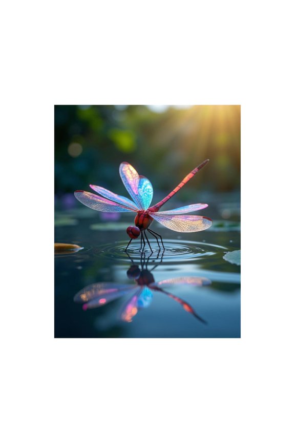 Paint by Numbers Kit for Adults, Dragonfly Radiant Wings Reflection Paint by Numbers, Easy Paint by Numbers Kit for Adults Beginner, DIY Adult Paint by Number Kits on Canvas, 12x16in Home Decor