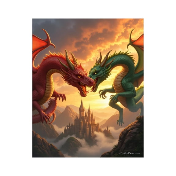 Paint by Numbers Kit for Adults, Dragons Castle Sunset Showdown Paint by Numbers, Easy Paint by Numbers Kit for Adults Beginner, DIY Adult Paint by Number Kits on Canvas, 12x16in Home Decor