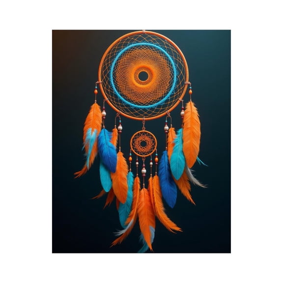 Paint by Numbers Kit for Adults, Dreamcatcher Blue Orange Feathers Paint by Numbers, Easy Paint by Numbers Kit for Adults Beginner, DIY Adult Paint by Number Kits on Canvas, Home Decor